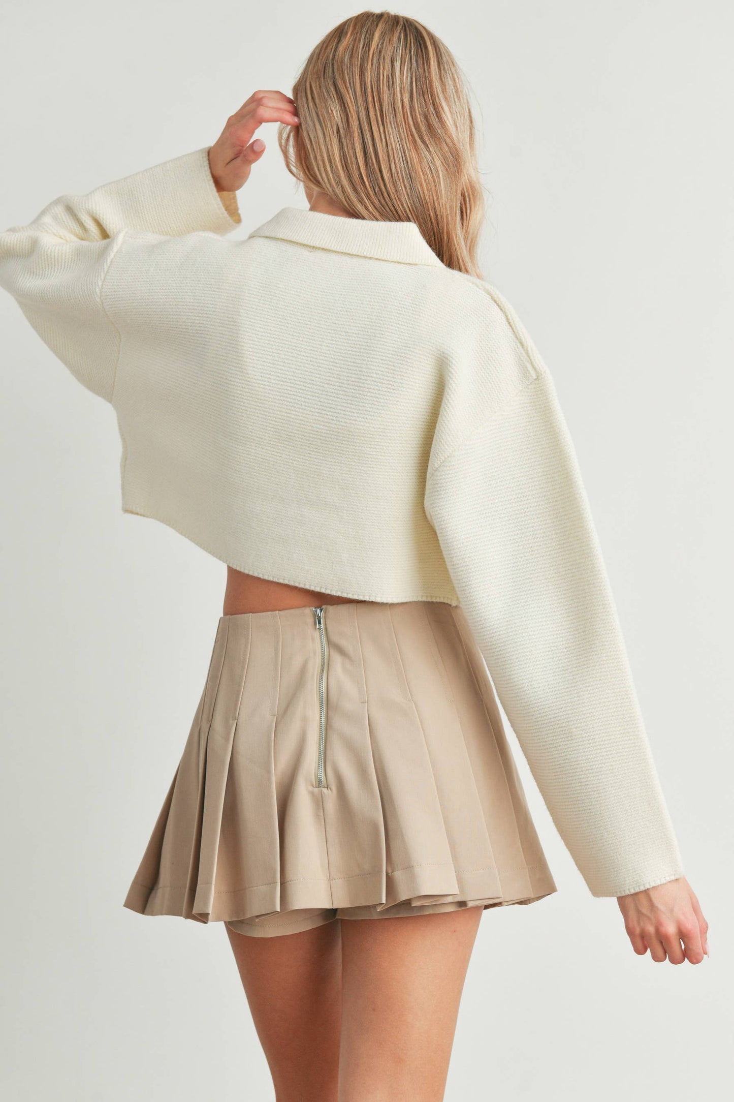 V-Neck Collar with Drop Shoulder Sweater Top